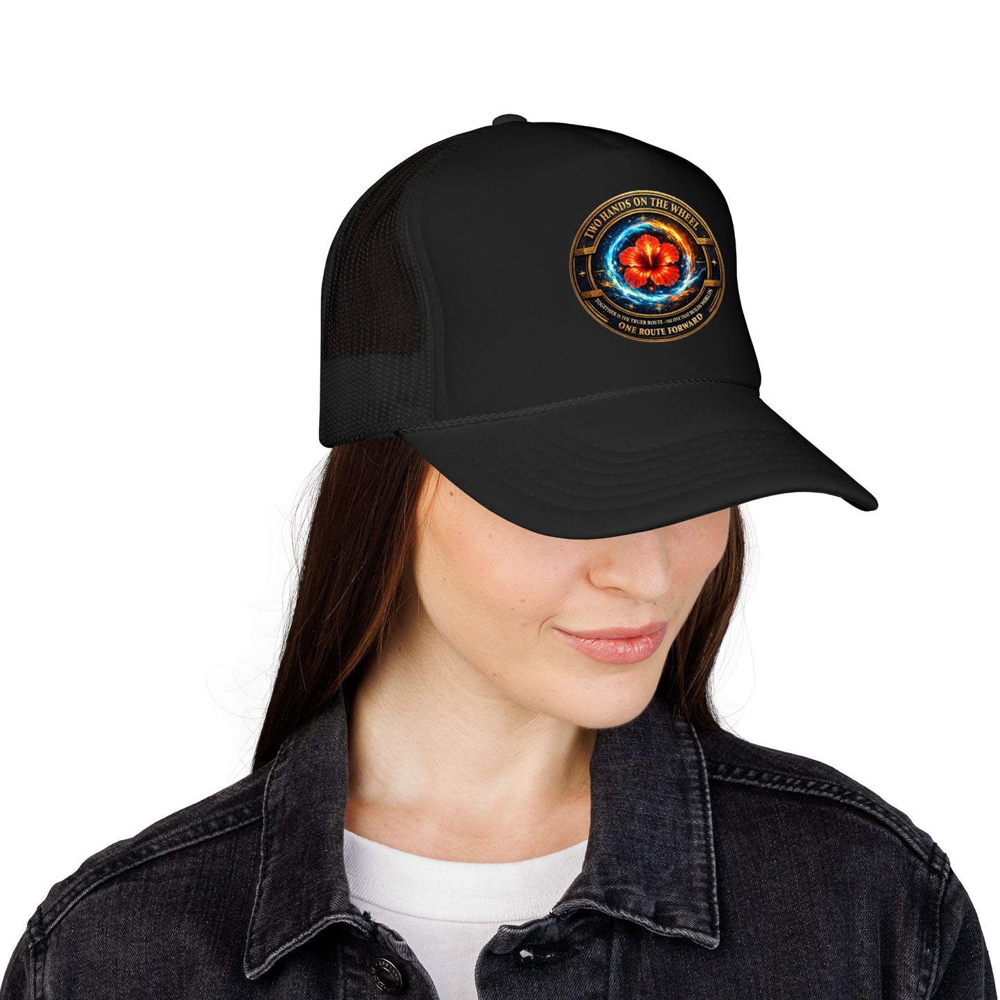 Trucker Hat — Cosmic Hibiscus Logo Foam Trucker Hat