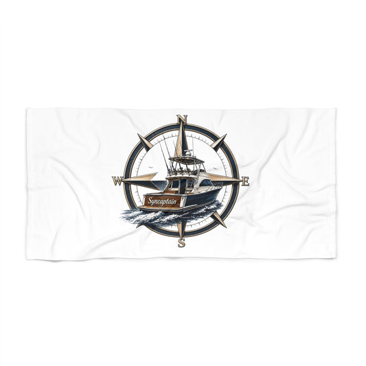 Nautical Compass Boat Beach Towel – 'Seafarer' Coastal Marine Design